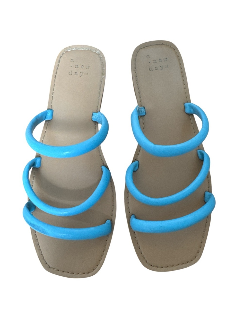 a new day Bright Blue Triple Strap Slide Sandals